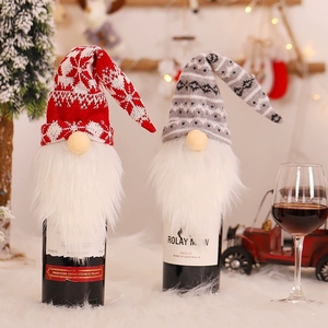 Christmas Gnome Wine Bottle Cover Knitted Faceless Santa Doll Decor for Holiday Party <b>Table</b> Centerpiece Gift - Product Image 3