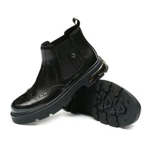 New Fashion Cow Genuine Leather Winter Autumn Light Weight Square Toe Chelsea Ankle <b>Boots</b> Men's Classic Casual Work <b>Boots</b> - Product Image 3