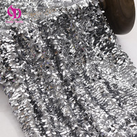 Vente Chaude Direct Usine Vente en Gros Personnalisée Tissu en Maille Respirant Brodé de Paillettes Ovales Dentelle Scintillante pour Costume de Scène