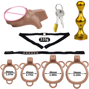 FRRK Factory Direct Sale Resin Chastity <strong>Cage</strong> with Metal Sliver Gold <strong>Color</strong> Anal Plug <strong>Cock</strong> <strong>Cage</strong> for Men Adult Bondage Game - Product Image 6