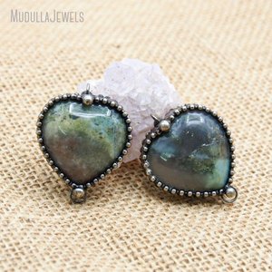 PM40846 piedra Natural océano jaspe corazón colgante brujería joyería Boho bohemio moda colgantes y dijes regalo encanto - Product Image 4