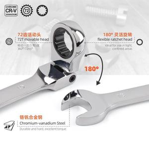 Jeu de clés à cliquet Xi Meng 17 pièces 8-24 mm en acier au chrome vanadium, finition chromée polie, outils multifonctions - Product Image 2