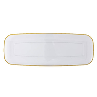 Assiettes rectangulaires jetables de luxe en plastique à bords dorés 11,5 et 17,5 pouces pour hôtels, restaurants, événements commerciaux et mariages – Plat d'accompagnement blanc pur