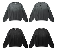 Ensemble sweat-shirt et pantalon de survêtement surdimensionné en molleton gris vintage, délavé au soleil, 450g, effet vieilli et délavé à l'acide