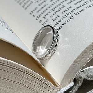 S925 Pure Silver Geometric <b>Ring</b> Elegant French Temperament Simple Medieval Vintage Cut <b>Adjustable</b> Design with GRA Certificate - Product Image 5