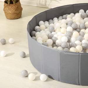 Tente de jeu pliable de couleur neutre et de qualité supérieure, parc de jeu pour bébé avec piscine à balles et sac de rangement - Product Image 3