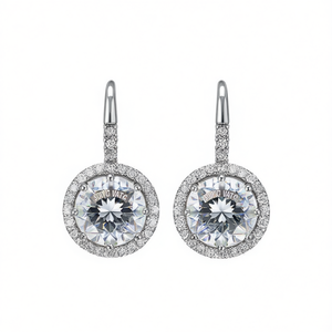 Boucles d'oreilles en or blanc Song Vatc avec diamants ronds taille brillant, couleur D, certifiées GIA, bijoux classiques pour femmes, pour mariage - Product Image 1