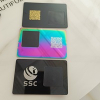 Mini Etiqueta NFC Negra Mate Tipo Tarjeta de Visita con Código QR, Acero Inoxidable, Interfaz de Comunicación RFID de 13.56MHz