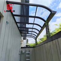 Aluminium-Terrassenüberdachung, Wasserdichtes & UV-Beständiges PC-Polycarbonat-Vordach für Balkon und Innenhof, Einfache Montage