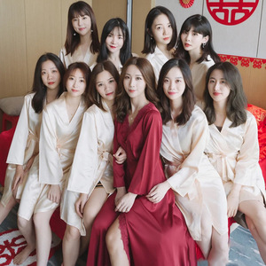 Kimono da Sposa in Offerta Speciale, Vestito Lungo con Collo all'Americana per Damigelle, Vestaglia da Sposa, Vendita all'Ingrosso - Product Image 3