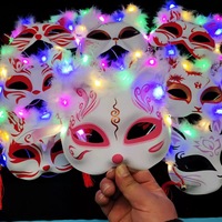Masque en plastique demi-visage renard/chat pour carnaval vénitien, cosplay amusant, fête d'Halloween, accessoire de fête pour adulte