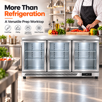 Refroidisseur d'air commercial pour cuisine, comptoir de travail en acier inoxydable à 3 portes pour restaurant