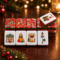 Ensemble de Mahjong de luxe américain, édition de Noël, 160 tuiles en acrylique, dos pailleté, jeu de table familial haut de gamme, boîte cadeau
