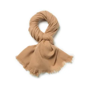 2023 Winter New Style Thin Warm Wool Shawl 100% Worsted Wool Scarf Plain Solid Woven Merino Wool Scarf For Women
