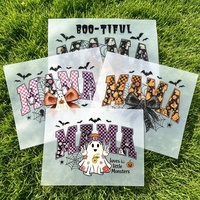 Transfert DTF Maman Fantôme Dessin Animé Adorable, Patch Thermocollant Assorti Famille Halloween pour Impression DIY sur Vêtements