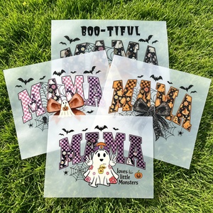 Transfert DTF Maman Fantôme Dessin Animé Adorable, Patch Thermocollant Assorti Famille Halloween pour Impression DIY sur Vêtements - Product Image 2