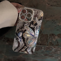 Coque de protection pour téléphone portable 16 17 Promax avec motif artistique papillon et python pour iPhone 14 15