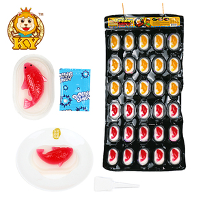 Trung Quốc bán buôn trái cây Hương vị cá hình dạng mềm Gummy Jelly <span class=keywords><strong>Pudding</strong></span> với popping kẹo - Product Image 1