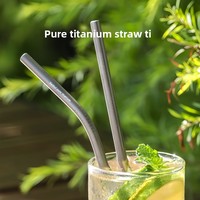 Sedotan Minuman Teh Susu Pipa Lurus Berdinding Tebal Ramah Lingkungan Portabel Tidak Sekali Pakai dari Baja Tahan Karat dan Titanium Murni