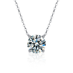 S925 sterling bạc của phụ nữ moissanite Vòng cổ cổ điển Bốn móng vuốt mặt dây chuyền xương đòn phát sóng trực tiếp phong cách nóng đơn giản - Product Image 6