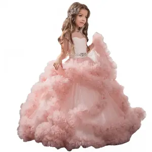 Vestido de dama de honor junior de encaje Vintage para niña grande, vestidos Maxi para desfile de baile, vestidos de boda para fiesta en el suelo para niños, vestidos de boda para niños para fiestas y fiestas