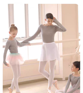 เสื้อคลุมบัลเลต์แขนยาวสีเทาสำหรับเด็กผู้หญิง ชุดเต้นรำ ชุดแสดง - Product Image 2