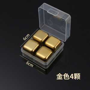 Whiskey Stones Bộ Quà Tặng 8 tái sử dụng Vàng Thép không gỉ <span class=keywords><strong>ice</strong></span> <span class=keywords><strong>cubes</strong></span> Chic Rock thiết kế kẹp cho Scotch drinkware phụ kiện - Product Image 6