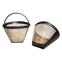 Filtre à café réutilisable sans papier en forme de cône, écologique, avec infuseur en maille dorée pour la préparation de café à domicile