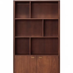 3 étagères ouvertes avec 2 cloisons et 2 portes au bas pour un rangement caché, style luxueux, antique, traditionnel, en bois massif, fait à la main - Product Image 1