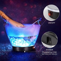 Seau à Glaçons LED RGB en Plastique de 4 Litres, Personnalisé, pour Champagne et Bière, avec Lumière pour Bouteille de Vin, Boîte de Nuit, Bar, Fête