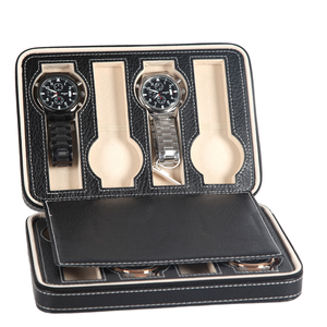 Boîte de voyage de luxe en cuir PU pour montres, étui de rangement multi-compartiments pour montres-bracelets, logo personnalisé pour cadeau de boutique de montres - Product Image 1