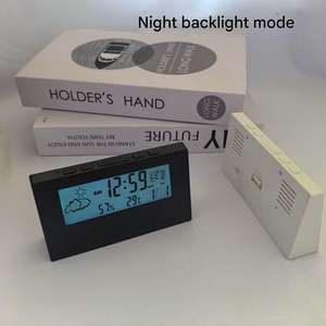 <span class=keywords><strong>Station</strong></span> météo numérique LCD rétroéclairée en plastique, réveil de bureau, calendrier électronique, affichage de la température et de l'humidité, décoration de la maison, cadeau - Product Image 4