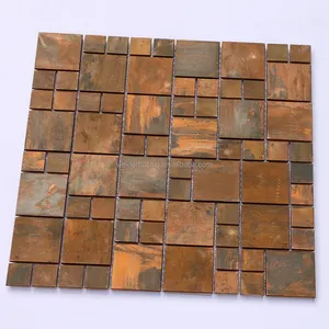 Luxus rustikales Badezimmer antikes rustikales Mosaik Bronze-Wandfliese Viereck 3d Kupfer Bronze Metall Mosaikfliese