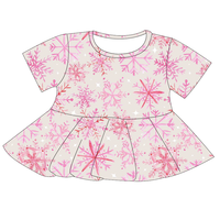 Chemise Peplum à Manches Courtes Confortable et Tendance pour Petites Filles, Impression Personnalisée, Vêtements en Bambou Doux pour Enfants, MOQ Faible