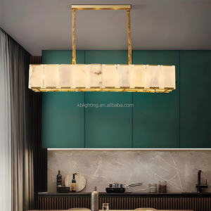 Hiện đại đơn giản Brass Đèn chùm Tùy chỉnh hình chữ nhật bằng đá cẩm thạch Đồng ánh sáng mặt dây chuyền Alabaster bóng đèn chùm cho nhà hàng - Product Image 3
