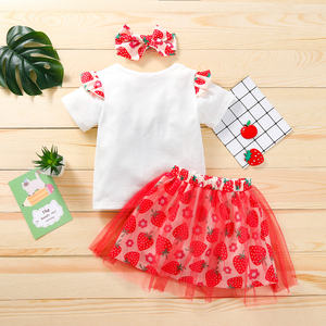 <b>Toddler</b> Wholesale Garments Tshirt+dress Headband Set Summer Dress Outfits Little Girls Sweet Style Kids Clothes - Product Image 2