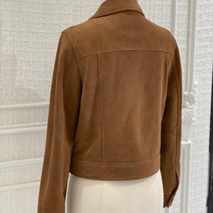 Veste en cuir courte pour femmes, design tendance, cuir véritable, daim de mouton, pour femmes - Product Image 3