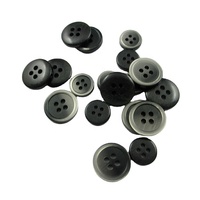 Boutons de chemise WIKO à 4 trous en polyester noir, résine nacrée, corne de buffle naturelle, écologiques, style plat, motif