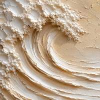 Tableau mural texturé vague abstraite neutre, peinture minimaliste inspirée de l'océan, toile beige sculpturale peinte à la main