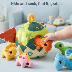 Juguete de Peluche de Dinosaurio para Bebés, Casa de Juegos Montessori para el Desarrollo Sensorial Temprano, con Espejo - Product Image 6