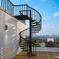 Escalier en colimaçon en verre pour villa et commerce, facile à installer, avec marches en bois pour extérieur résidentiel