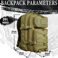 Sac à dos tactique en denim Spoir Sport pour cyclisme et activités de plein air, fermeture éclair, sac d'assaut 1 jour pour homme, sac Molle, sac de survie, noir (khaki)