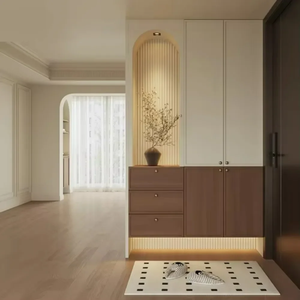 Meuble d'entrée moderne multifonctionnel sur mesure avec porte-chaussures, crochets, tiroirs et étagères réglables pour salon, villa, appartement - Product Image 6
