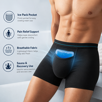 Calzoncillos de sauna refrescantes de modal gris suave, transpirables, con bolsa de hielo, ropa interior de sauna, certificación GOTS, bolsa 3D en U, certificación EPR, calzoncillos refrescantes.