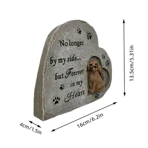 カスタマイズ可能なハート型のペットの犬の記念ホール屋外の犬の庭の墓石小動物の記念石の樹脂