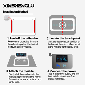 Interrupteur de miroir intelligent à double capteur tactile LCD personnalisé OEM ODM, 12V DC 5A 60W, avec fonctions LED à intensité variable et anti-buée pour miroir de salle de bain - Product Image 6