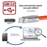 1M/2M/3M Type C USB-C à USB-C Silicone Liquide Ultra Doux 120W Alimentation USB3.0 Câble de Charge Rapide pour Ordinateur Portable Tablette