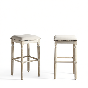 Juego de 2 taburetes de bar Arnhem, tapizados en madera color canela, diseño tradicional para uso comercial - Product Image 1
