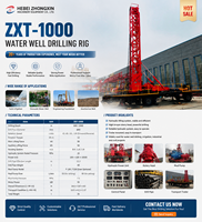 Plateforme de forage de puits d'eau sur remorque avec table rotative ZXT-1000, profondeur maximale 1000m, portable et durable 600Max800Max
