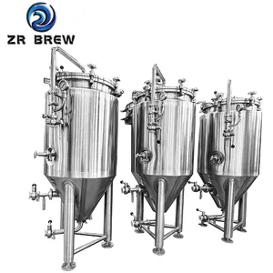 Perlengkapan tangki fermentasi Tri lapisan bawah, ketel ketel stainless untuk bir termasuk katup tutup keran